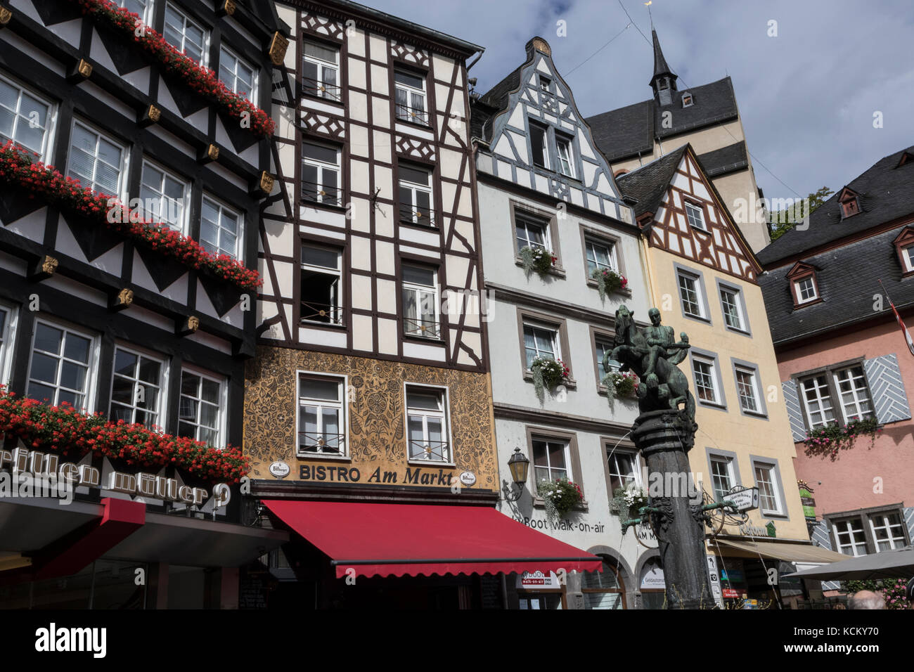 Main square in the town of Cochem, in the Mosel Valley, Germany Stock Photo