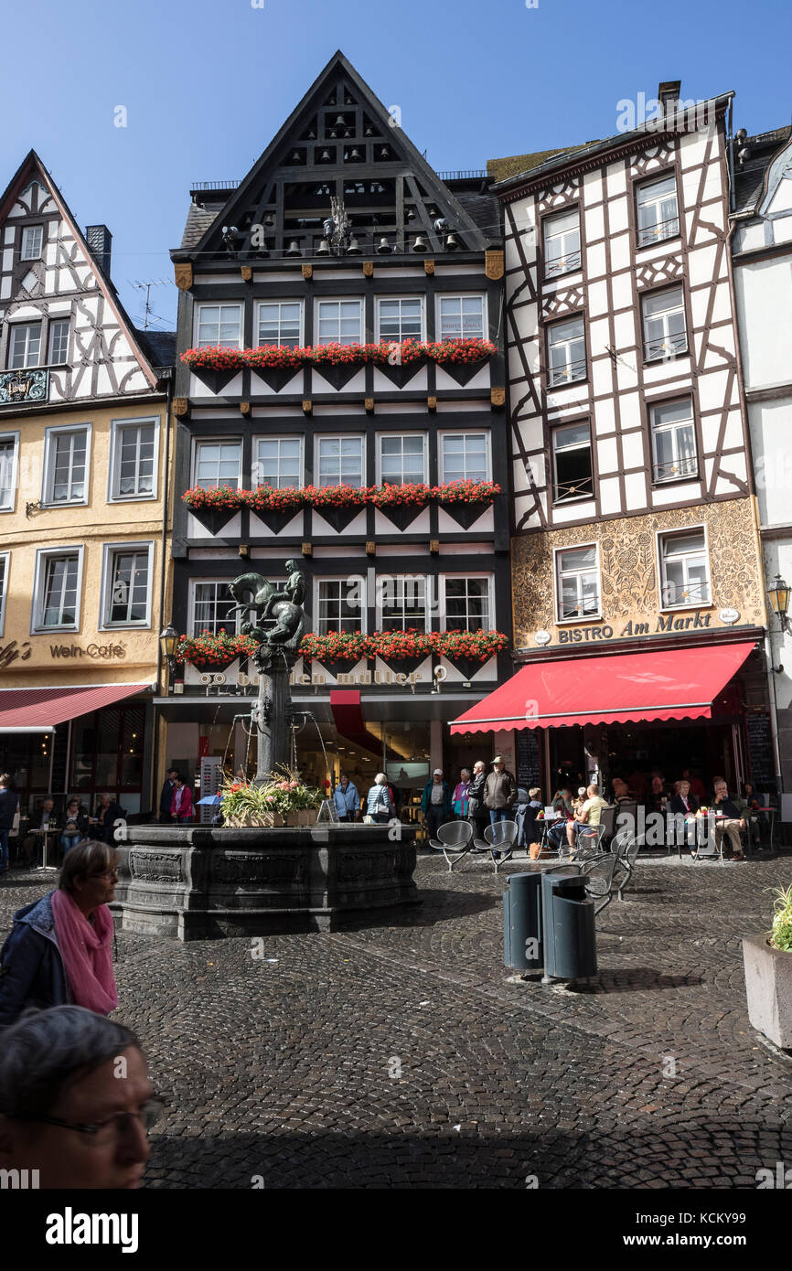 The main square in the town of Cochem, in the Mosel Valley, Germany Stock Photo