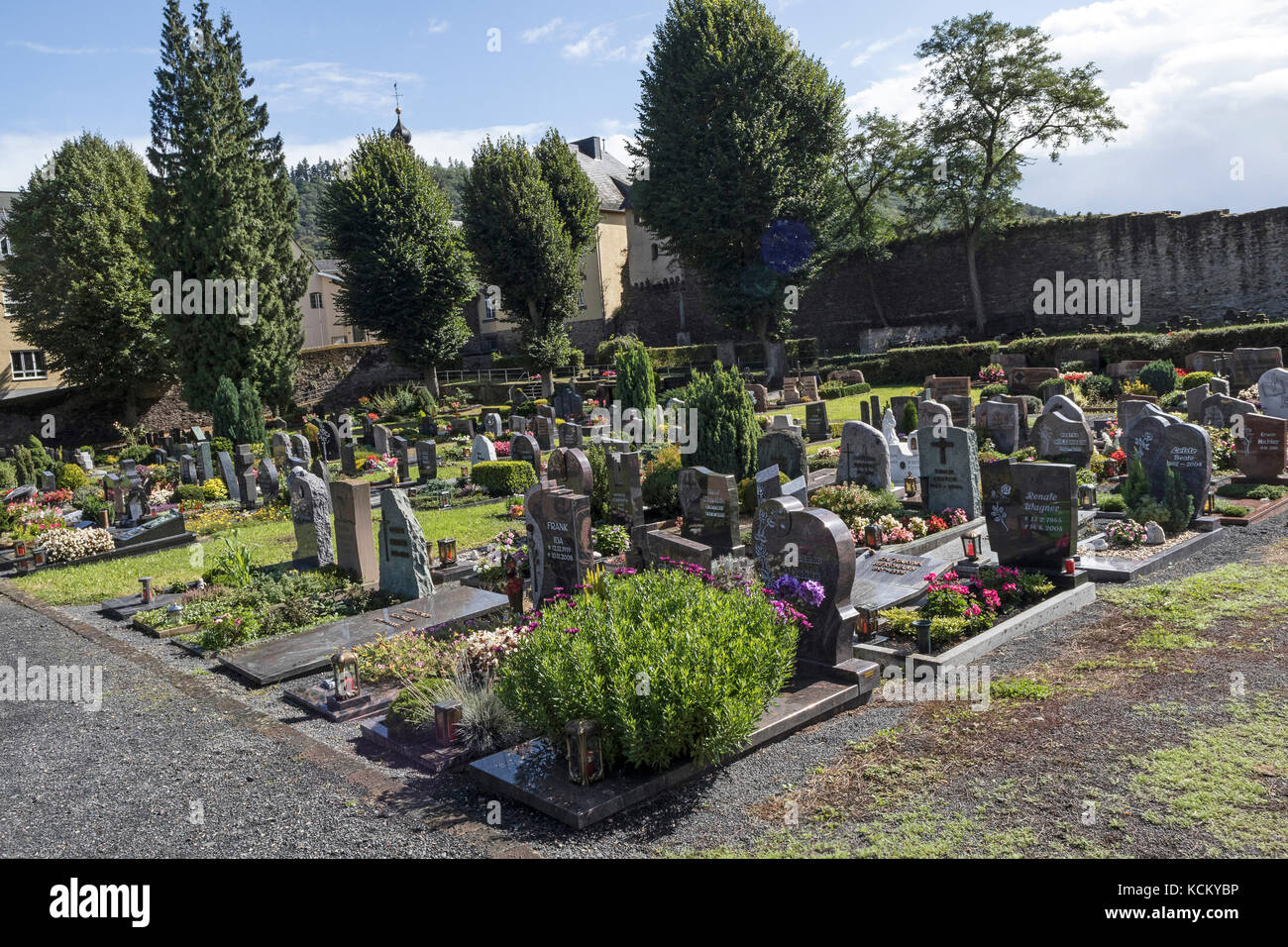 Graveyard in the town of Cochem, in the Mosel Valley, Germany Stock Photo