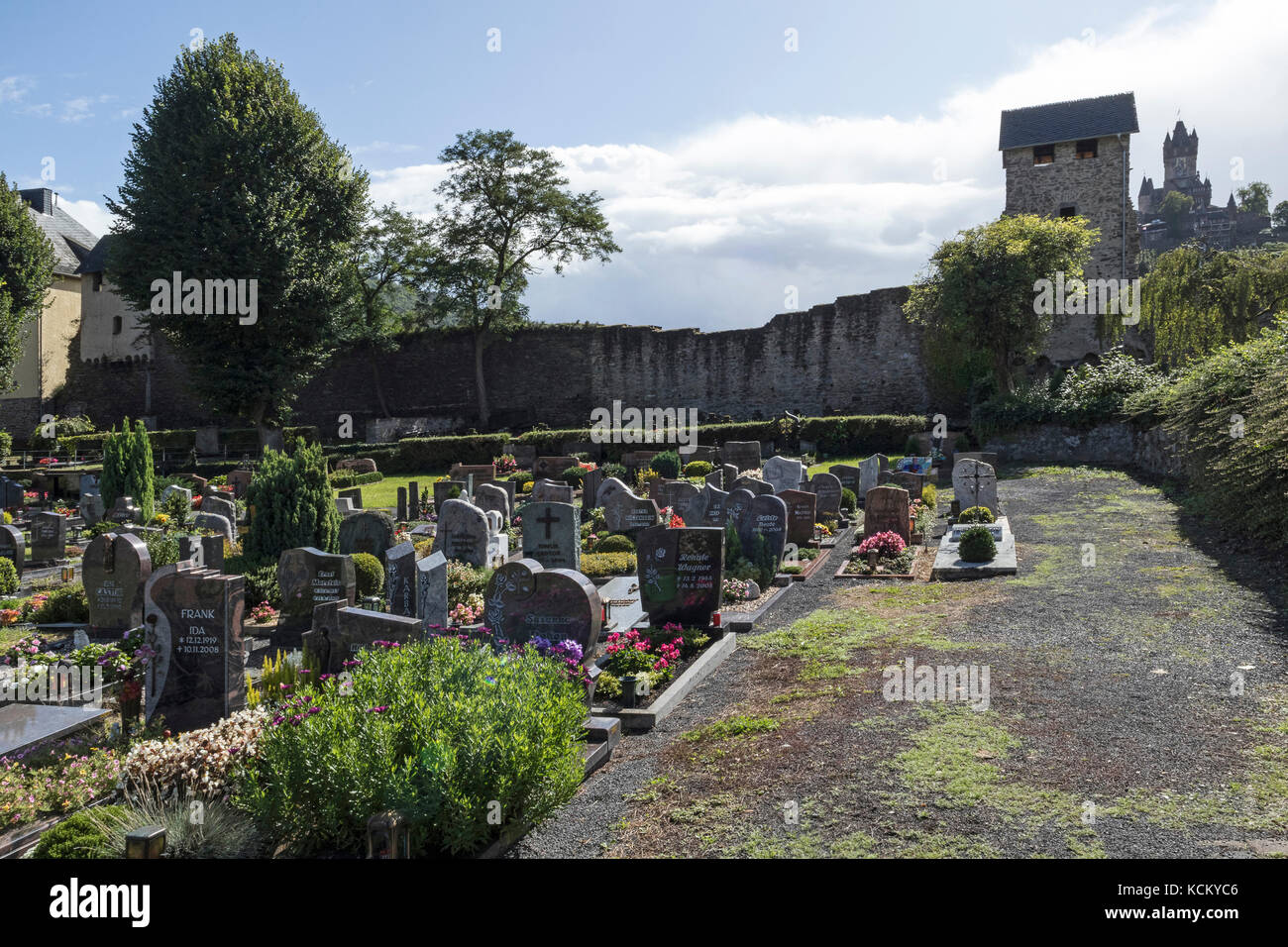 Graveyard in the town of Cochem, in the Mosel Valley, Germany Stock Photo