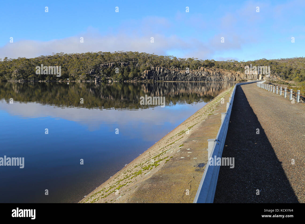 Lake Mackenzie and the dam that greatly increased its size. Central Plateau Conservation Area, Great Western Tiers, northern Tasmania, Australia Stock Photo