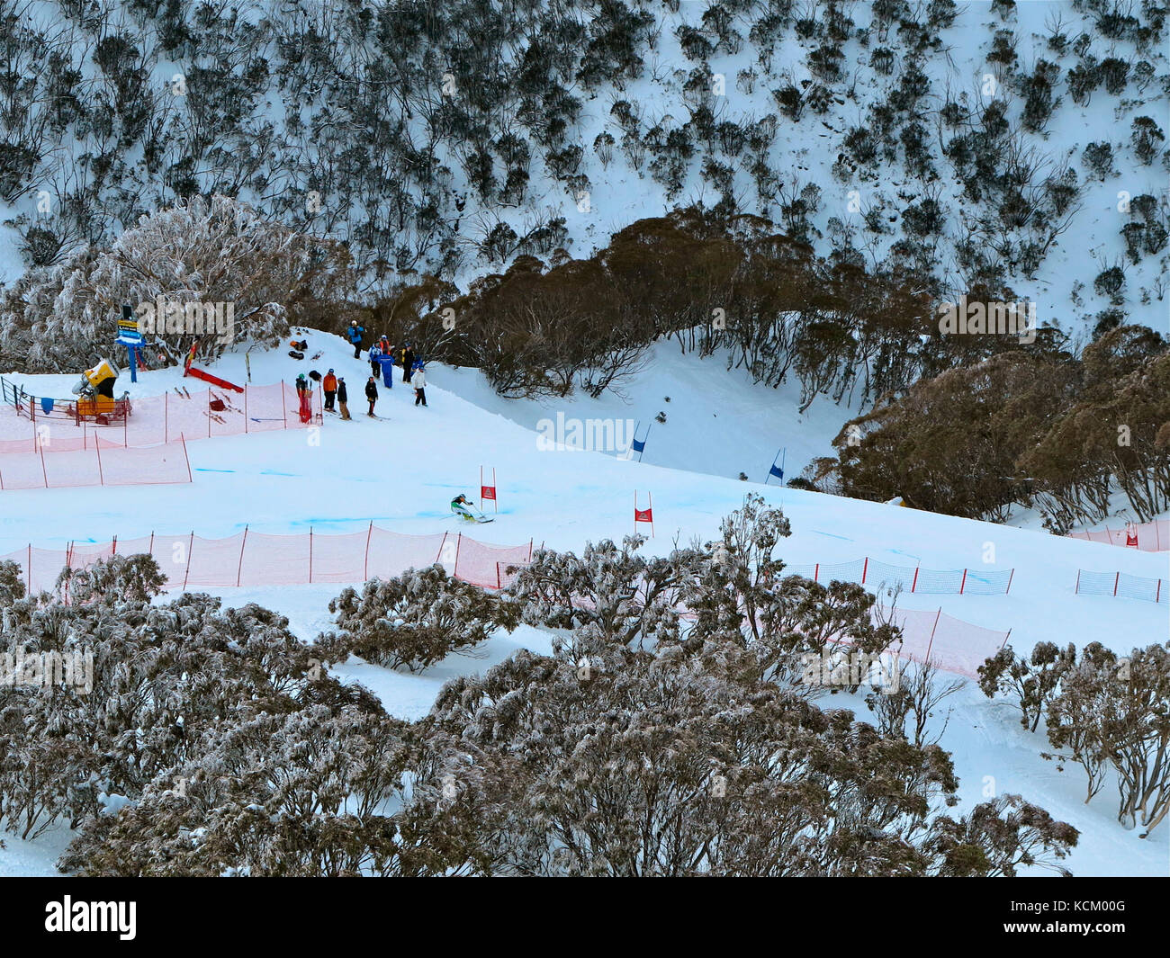 Giant Slalom course on Mount Hotham, Victorian Alps, Victoria, Australia Stock Photo