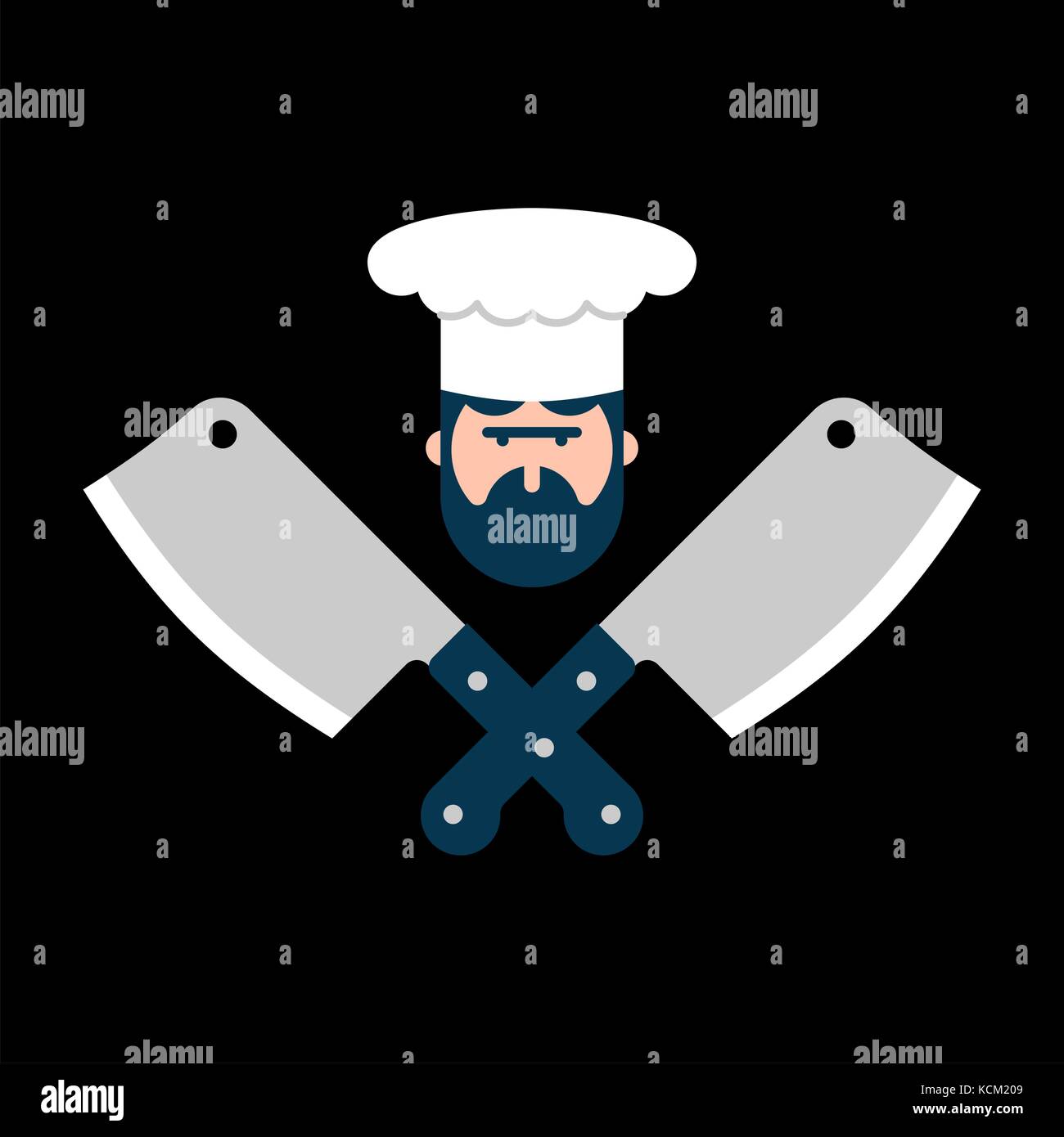 Butcher logo. Chef and knife for meat. Steak House Label. Butcher knife