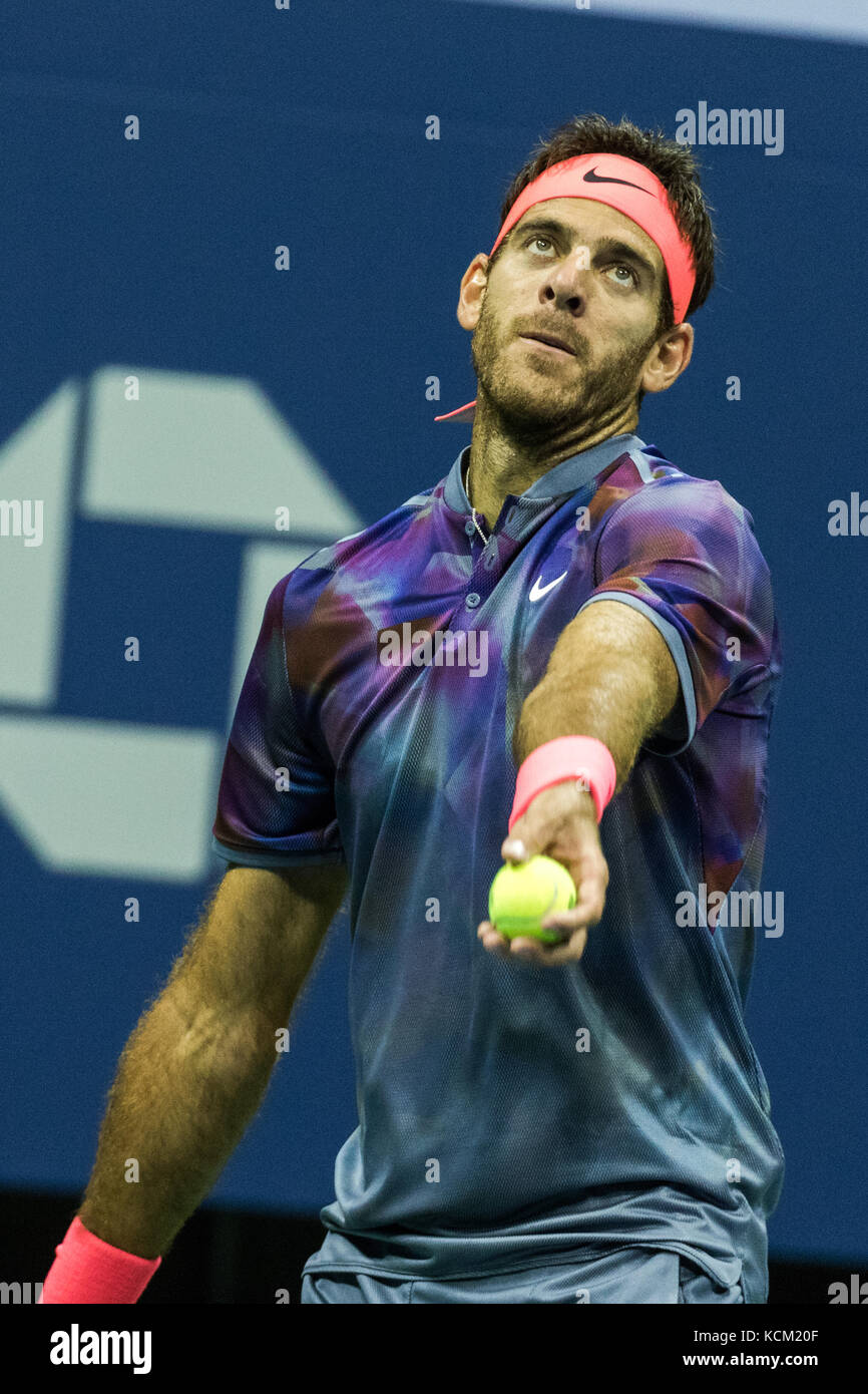 Juan Martin del Potro (ARG) competing in the Men's Semi-Finals at the 2017 US Open Tennis Championships. Stock Photo