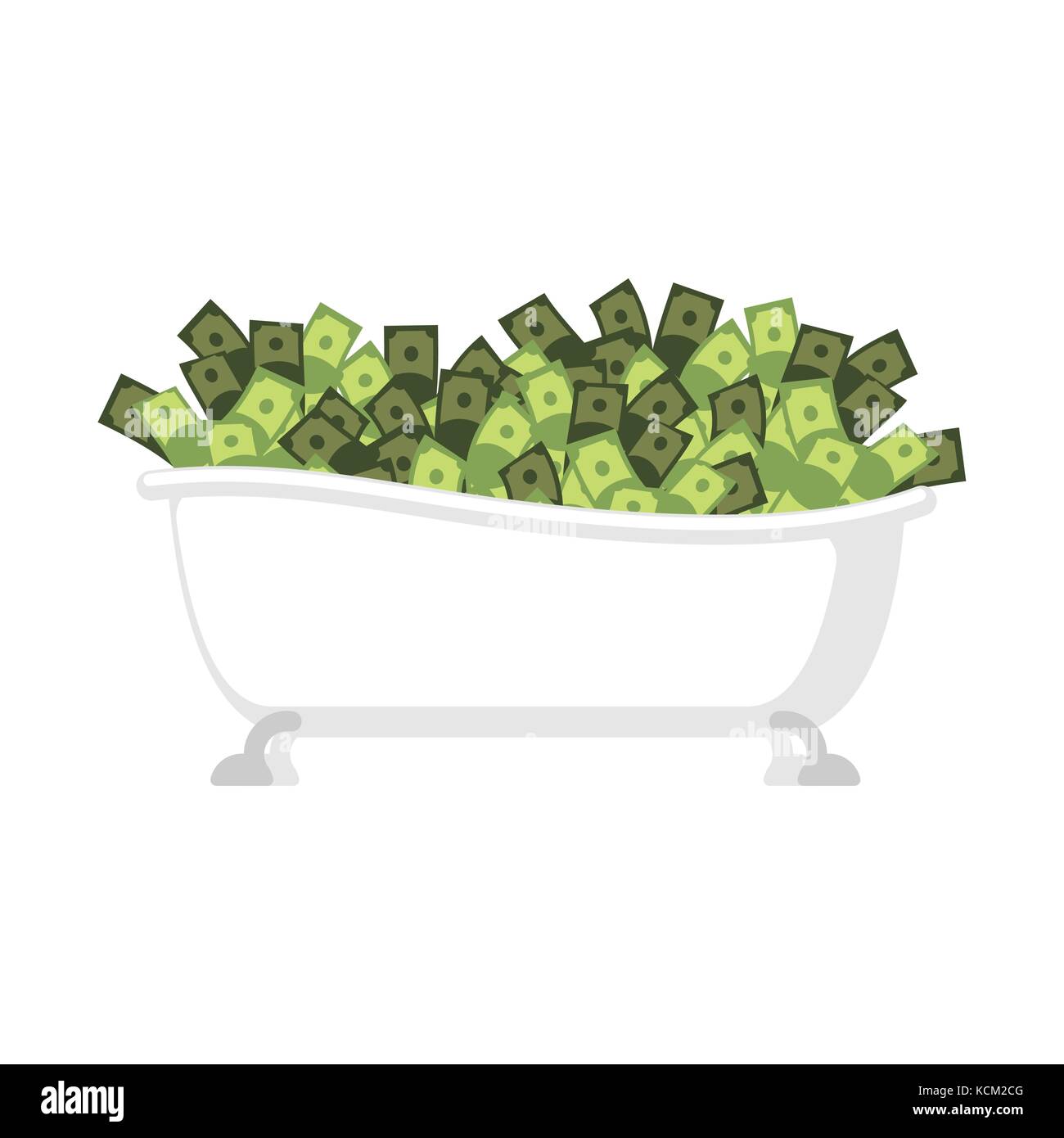 bathtub of money isolated. Bath full cash. Vector illustration Stock