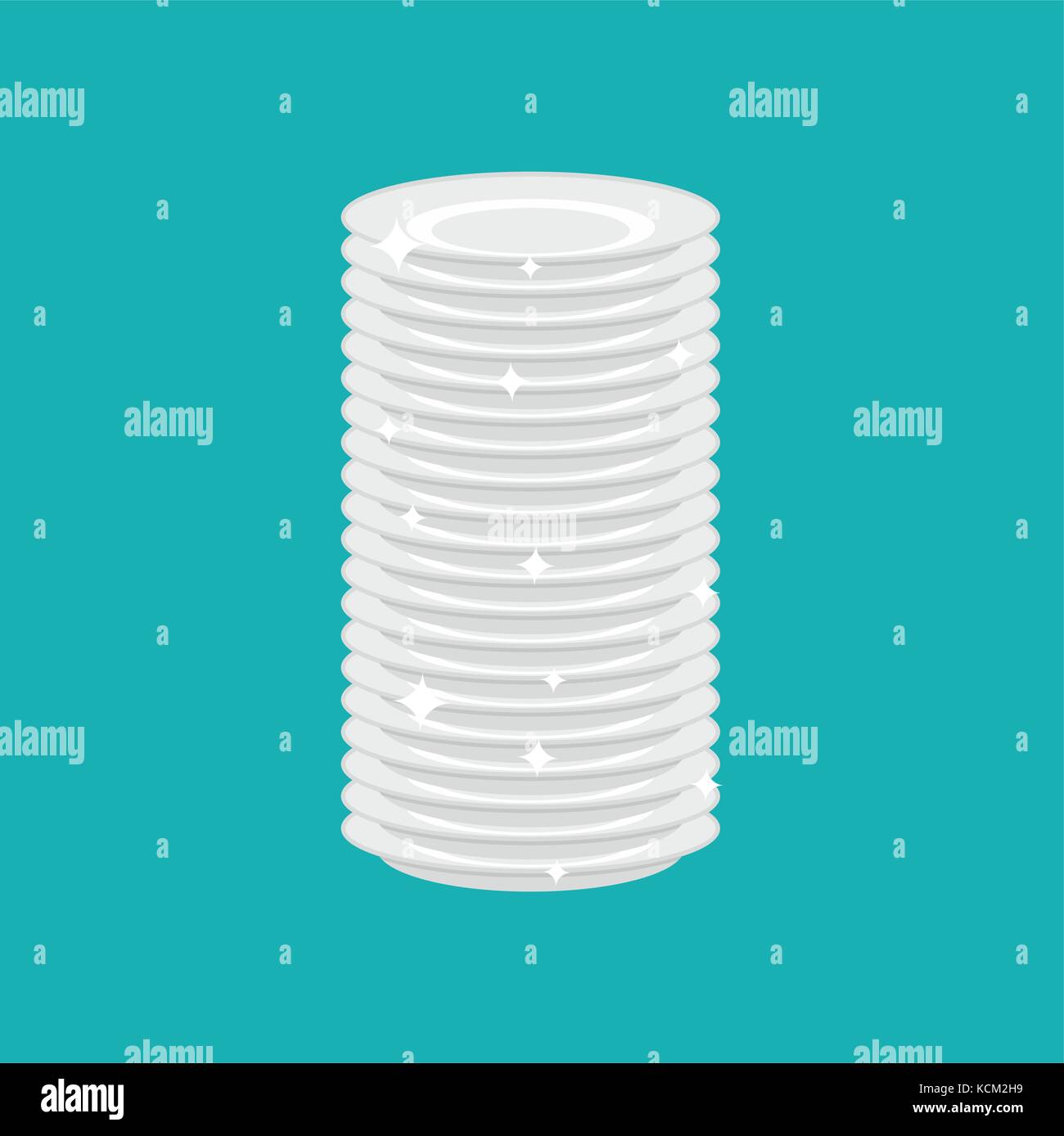 Clean plates stack isolated. fresh dishes. Vector illustration Stock ...