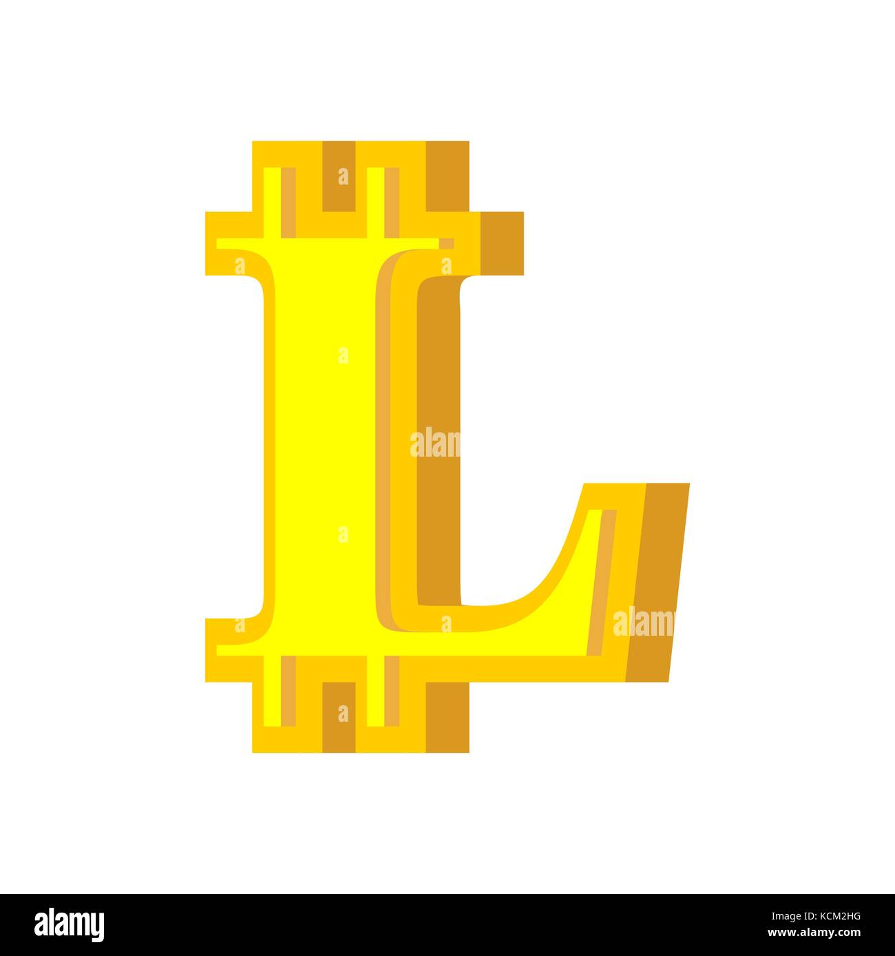 L letter bitcoin font. Cryptocurrency alphabet. Lettering virtual money. Vector illustration Stock Vector
