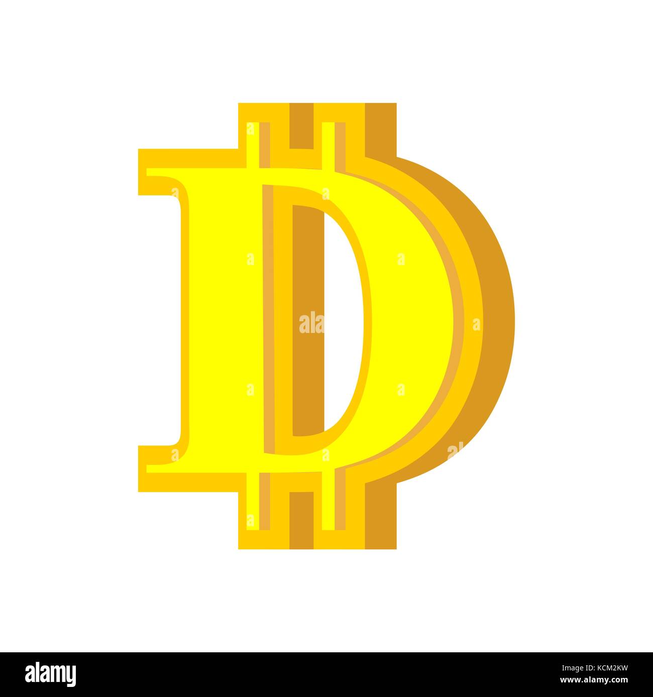 D letter bitcoin font. Cryptocurrency alphabet. Lettering virtual 