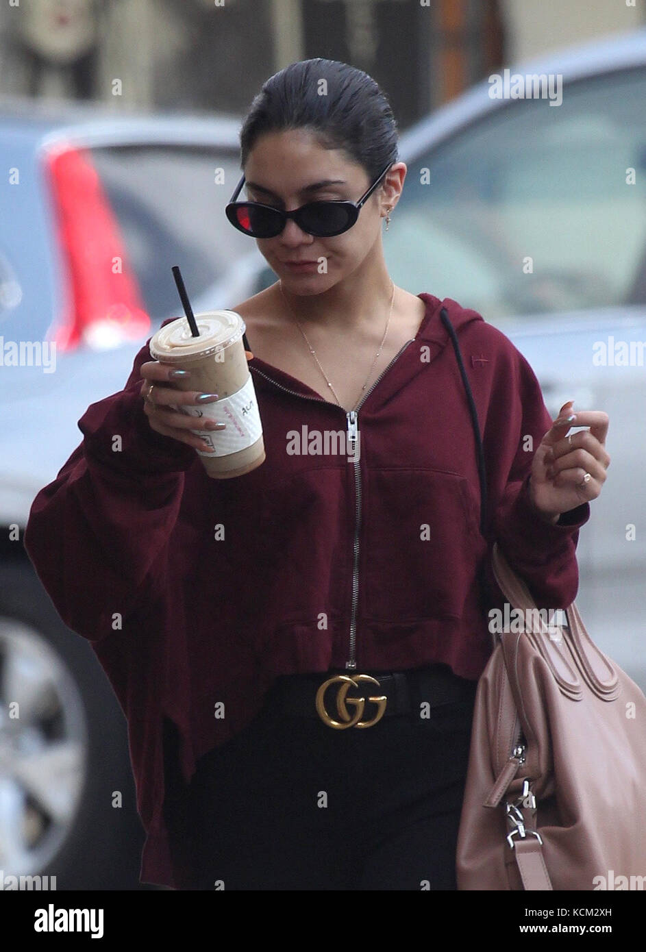 Vanessa Hudgens goes out to Alfred's Cafe to pick up an iced coffee