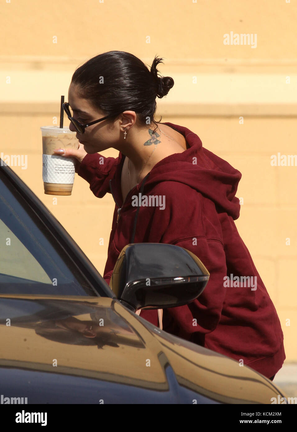 Vanessa Hudgens goes out to Alfred's Cafe to pick up an iced coffee