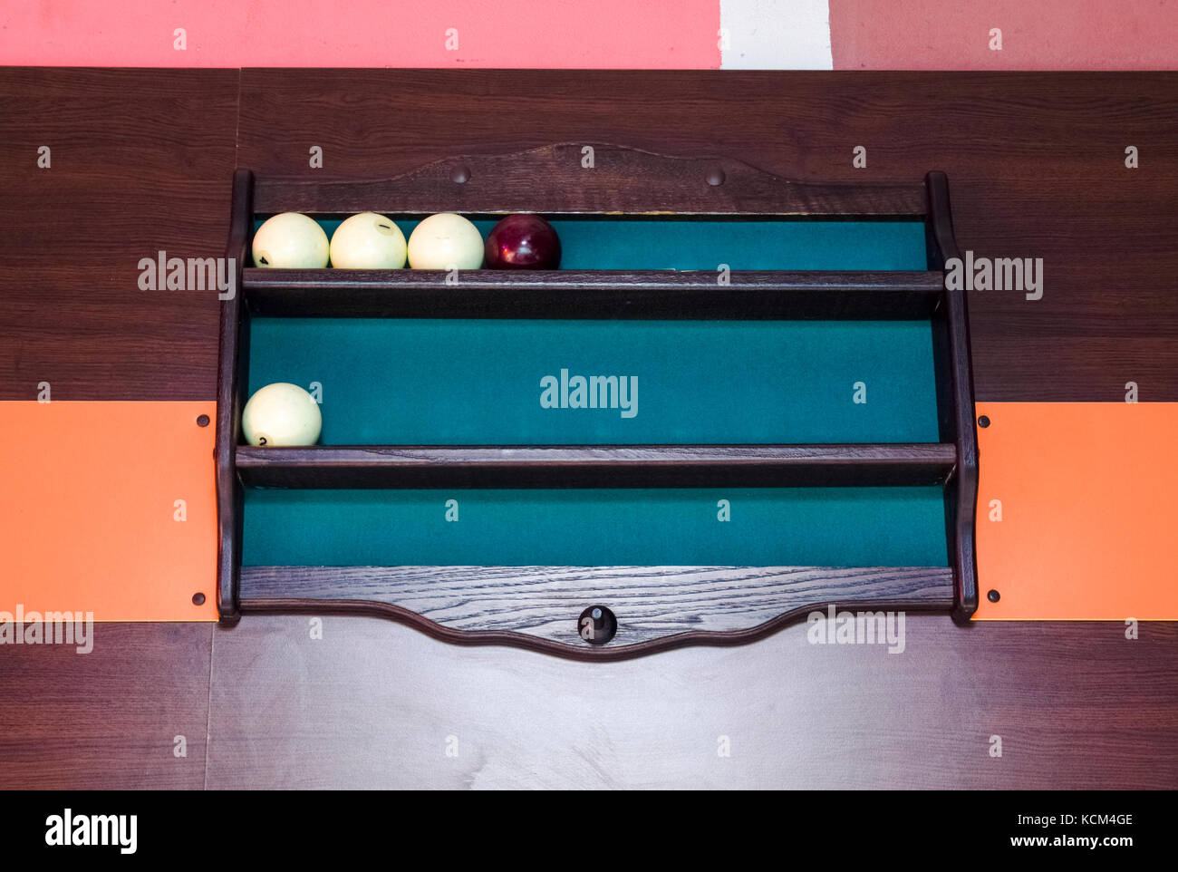 Shelf for billiard balls. Accessories to the billiard table Stock Photo