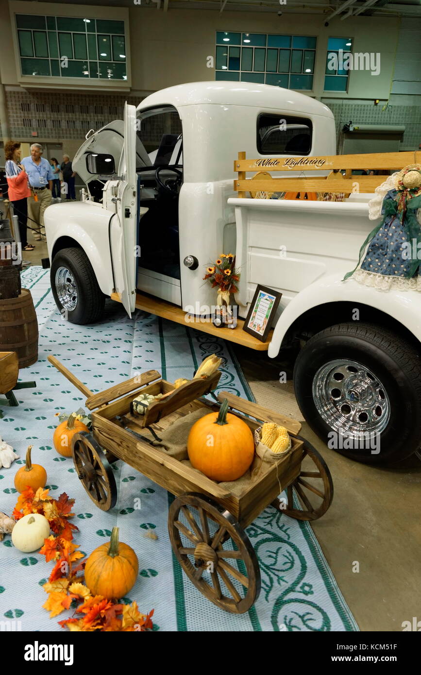 Fall themed pickup truck on display at the annual  Endless Summer Cruisin, Ocean City, Maryland, USA. Stock Photo