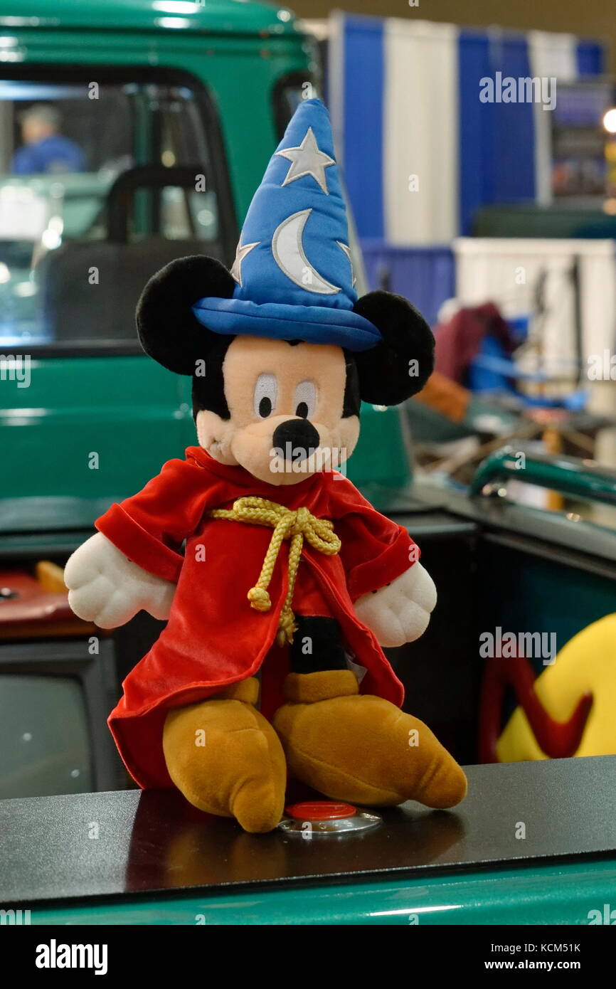 A doll depicting Disney's Mickey Mouse as the Sorcerer's Apprentice sits on a truck at  the annual  Endless Summer Cruisin, Ocean City, Maryland, USA. Stock Photo