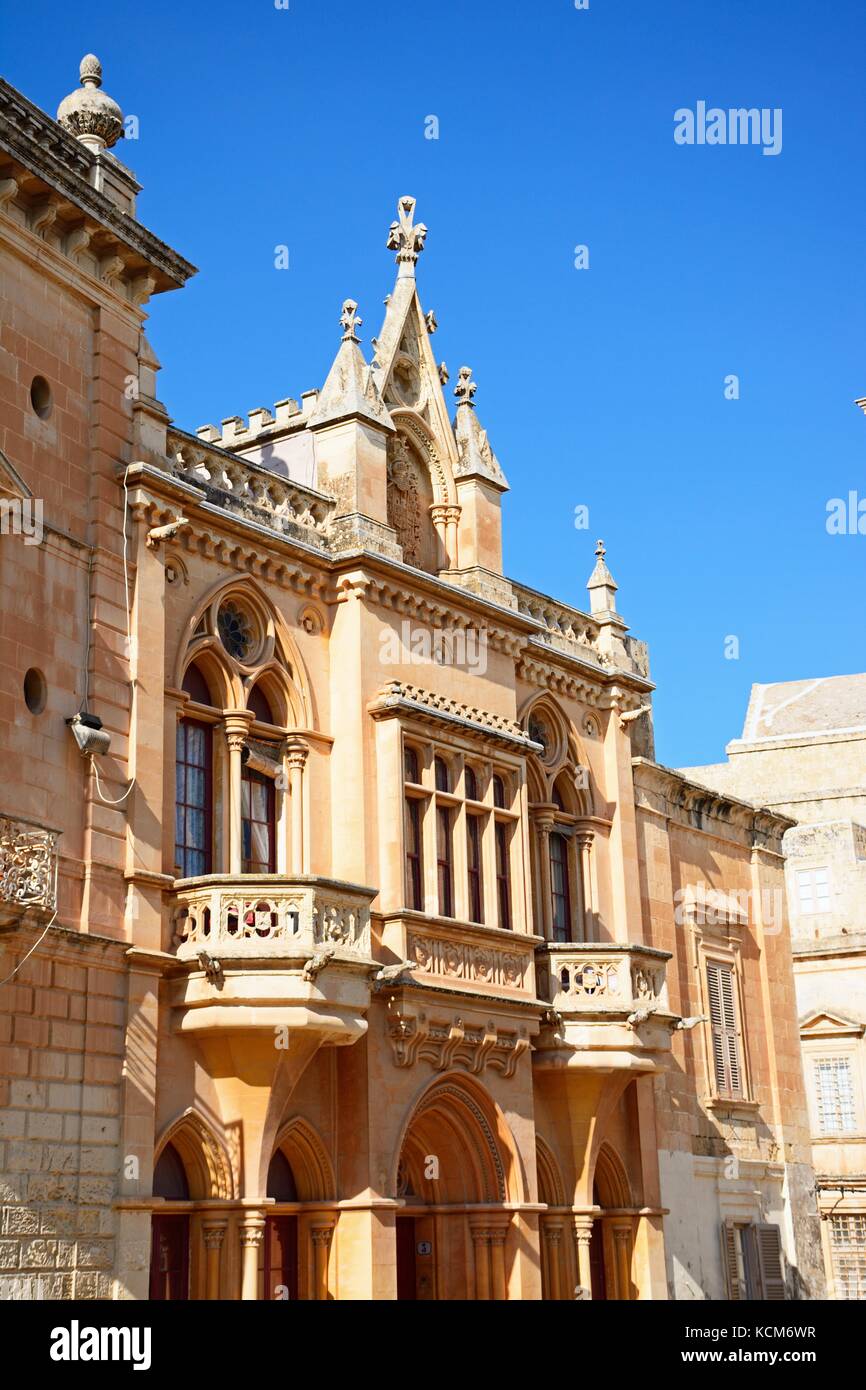 The Bishops Palace in the Pjazza San Pawl, Mdina, Malta, Europe. Stock Photo