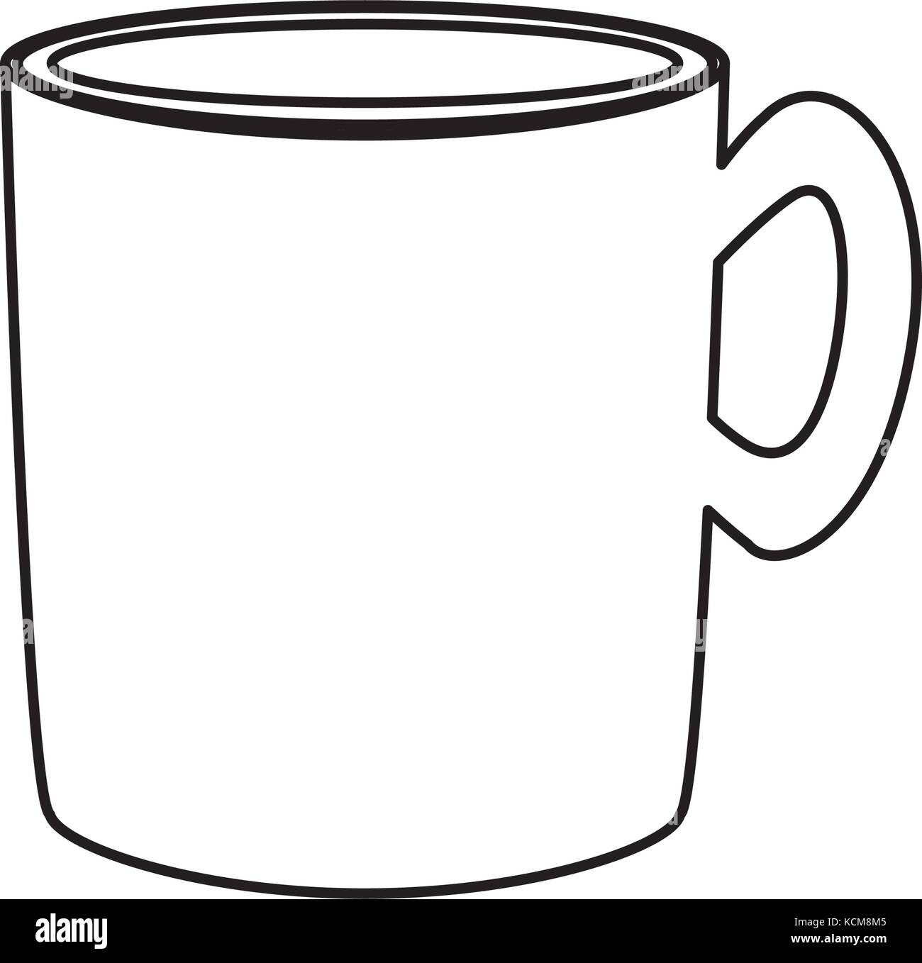 flat line uncolored mug over white background vector illustration Stock