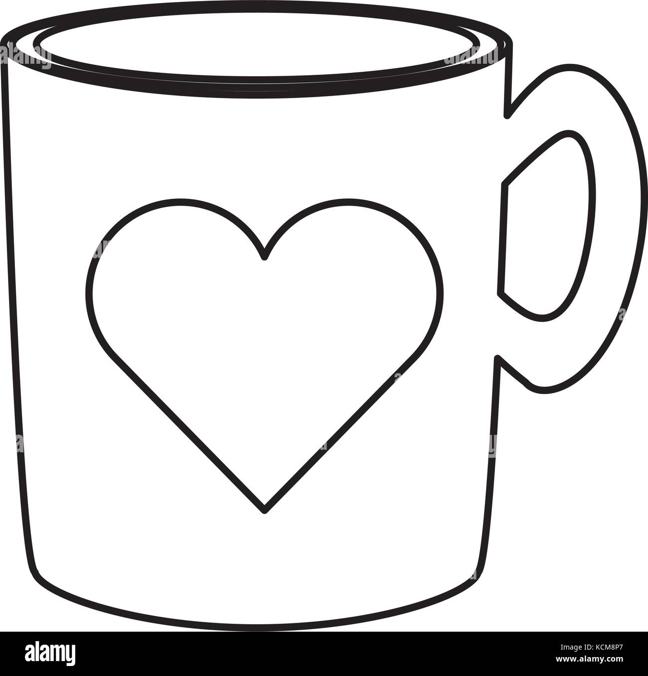flat line uncolored mug over white background vector illustration Stock
