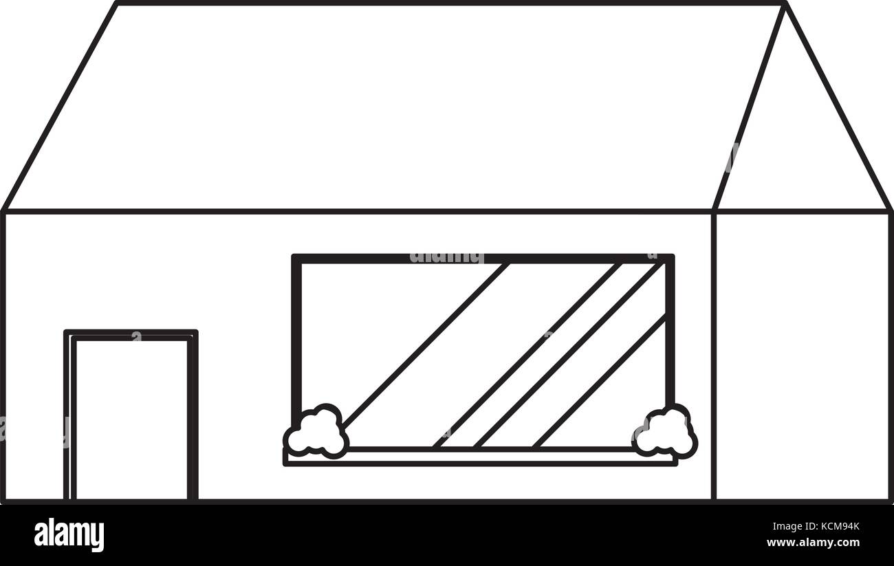 flat line uncolored house over white background vector illustration ...