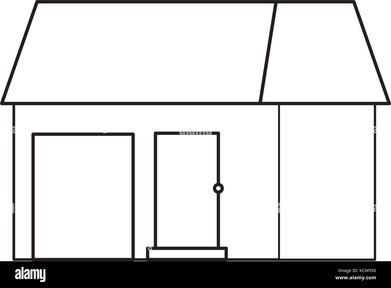 flat line uncolored house over white background vector illustration ...