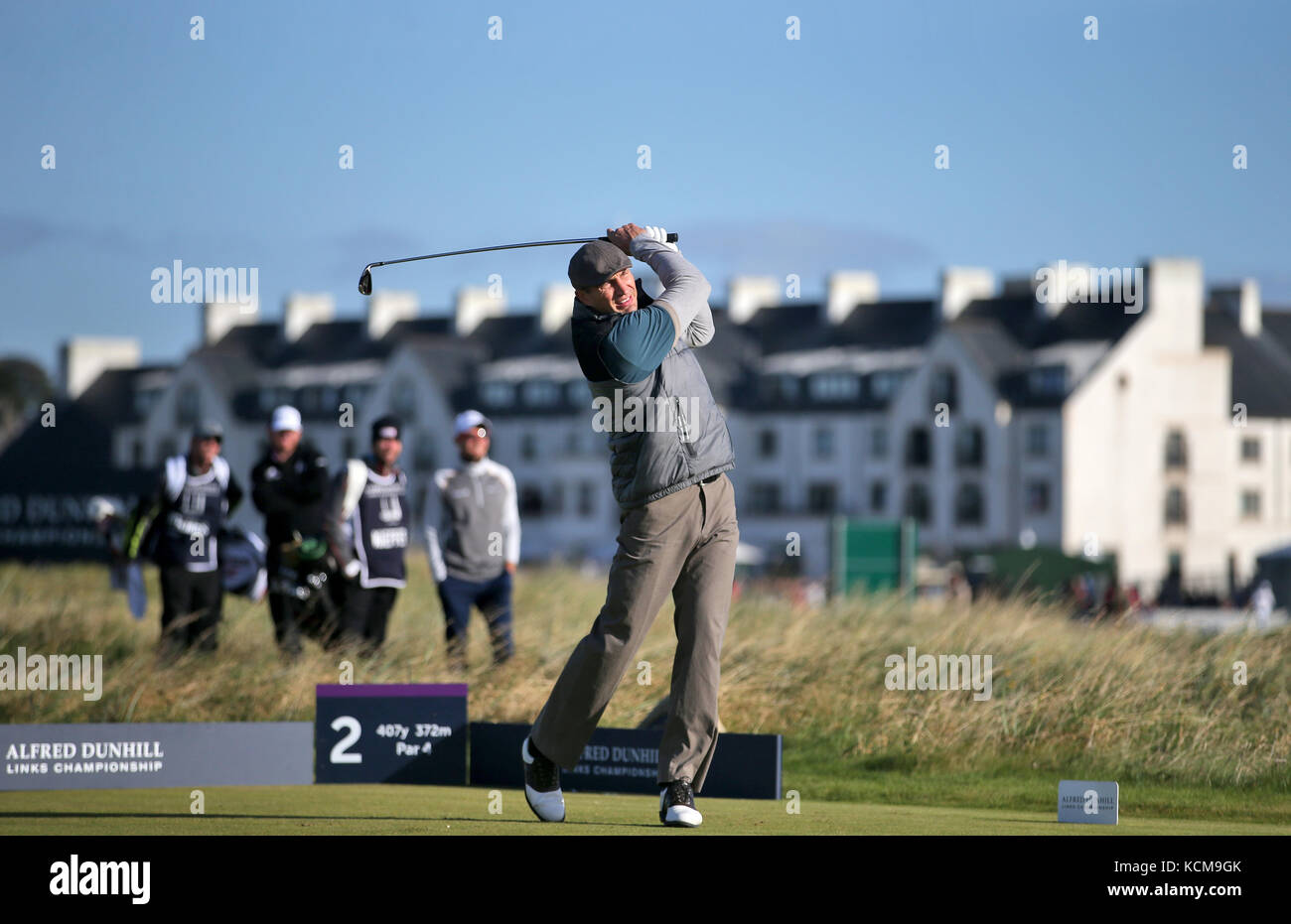 Wladimir Klitschko on the second tee during day two of the Alfred Dunhill Links Championship at Carnoustie. Stock Photo