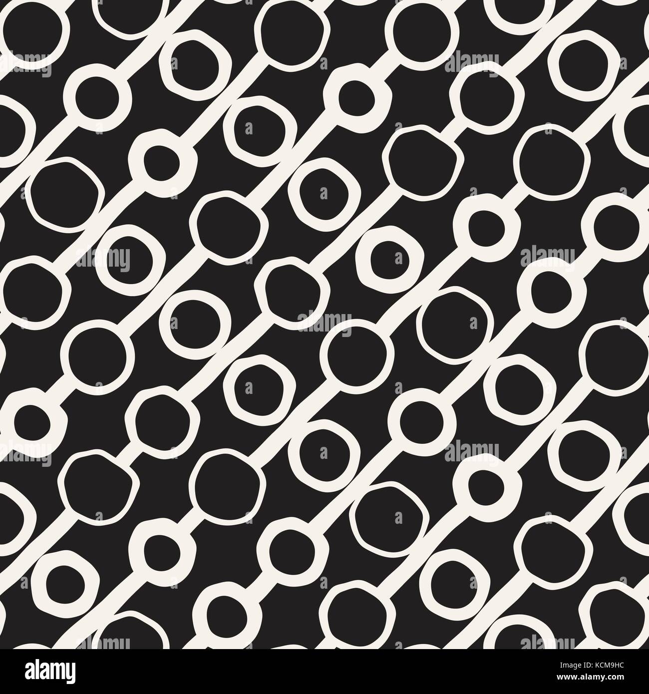 Vector Seamless Childlike Pattern. Monochrome Hand Drawn Geometric Shapes Texture Stock Vector