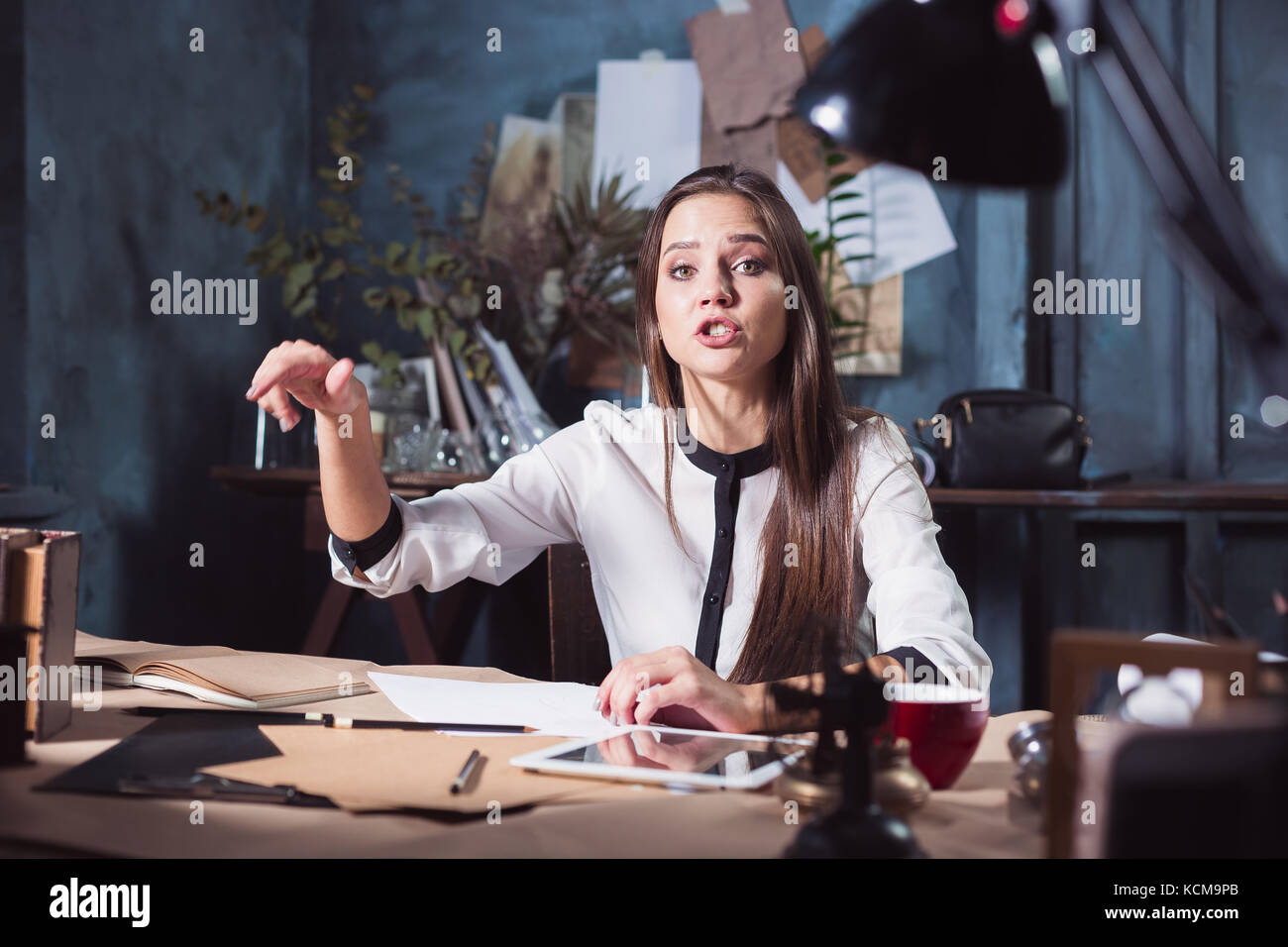 Portrait of a businesswoman who is working at office Stock Photo - Alamy