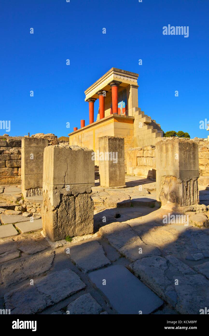 Charging Bull And Olive Tree Fresco, The Minoan Palace Of Knossos,  Knossos, Heraklion, Crete, Greece, Europe Stock Photo