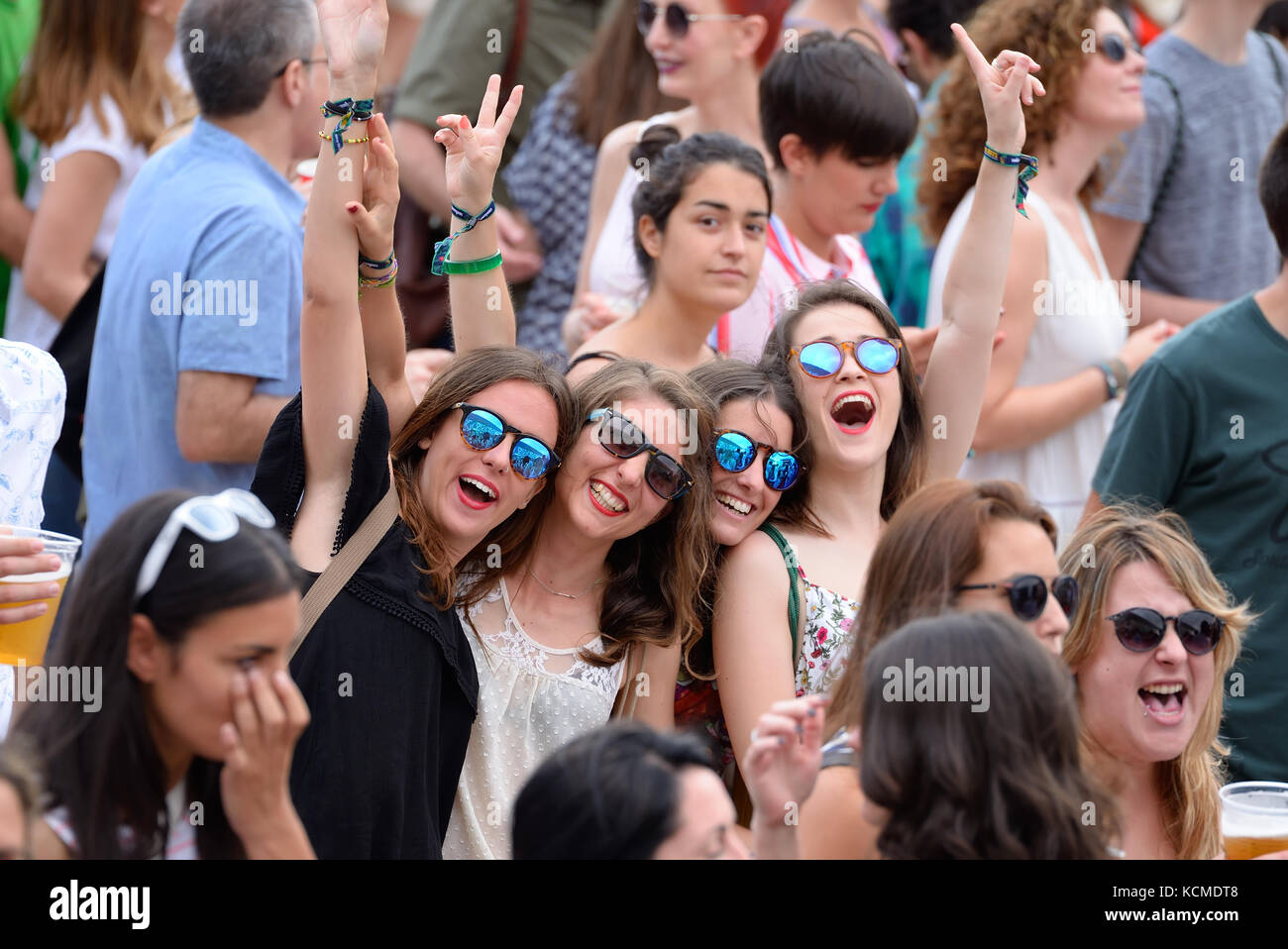 VALENCIA, SPAIN - JUN 11: The crowd at Festival de les Arts on June 11, 2016 in Valencia, Spain. Stock Photo