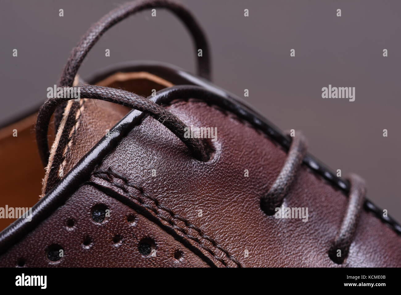 Leather shoe closeup Stock Photo