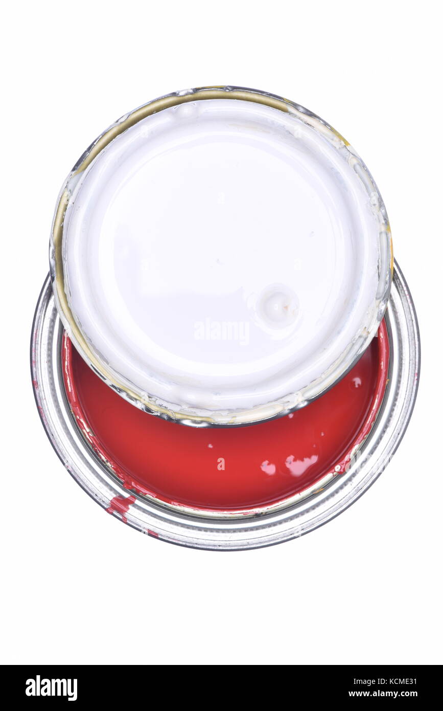Paint can directly above isolated on white background Stock Photo Alamy