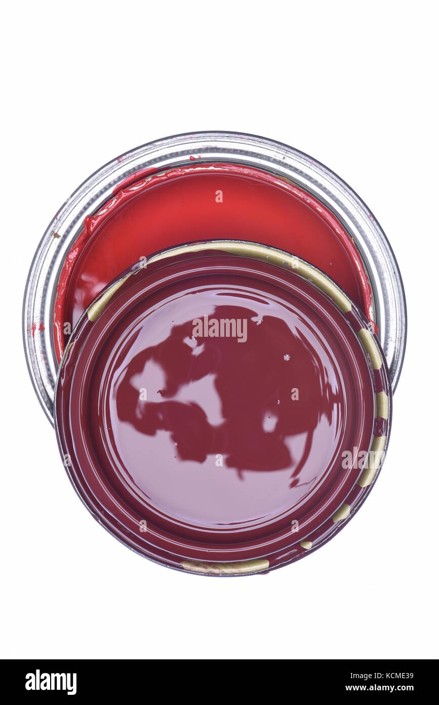 Paint can directly above isolated on white background Stock Photo Alamy