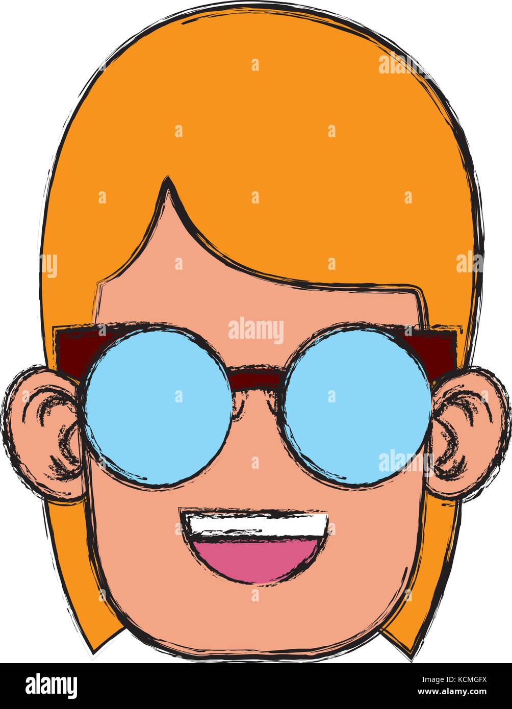 Cute girl with glasses cartoon Stock Vector Image & Art Alamy