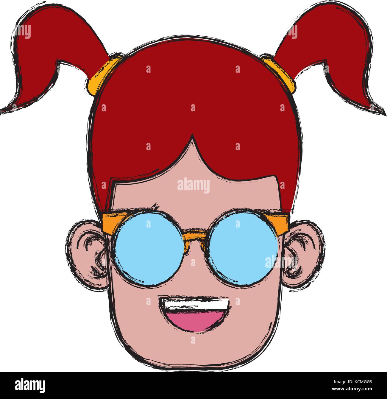 Cute girl with glasses cartoon Stock Vector Image & Art Alamy
