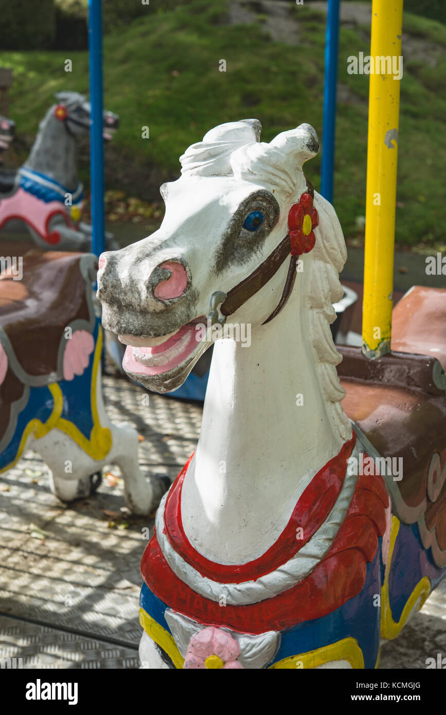 Victorian Carousel horses at Silverdale Glen Stock Photo