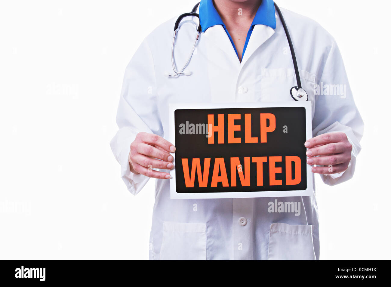 Doctor Holding Help Wanted Sign Doctor Help Wanted Sign Stock Photo 162721606 Alamy