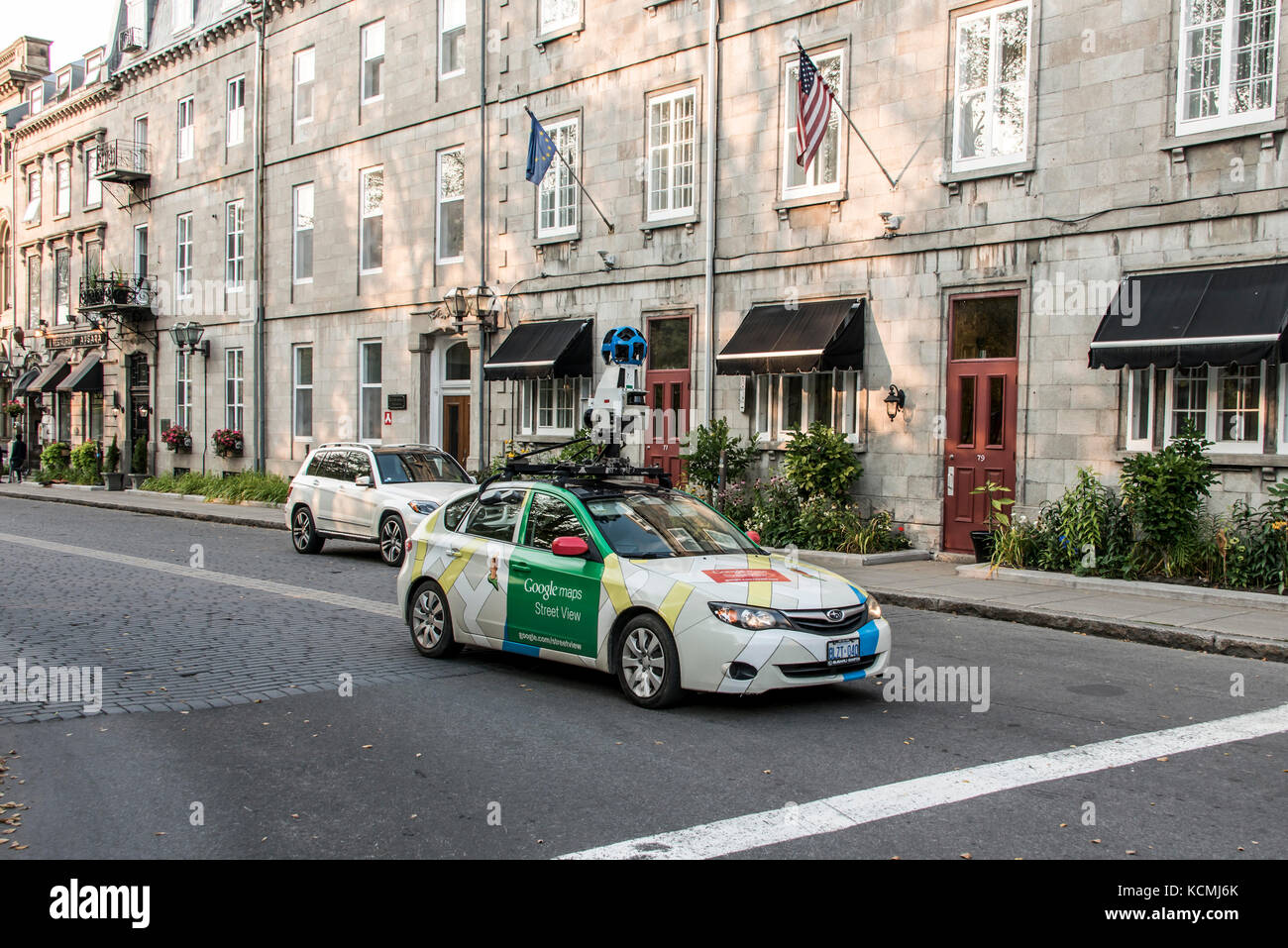 Quebec City Canada - 11.09.2017 Google Street View vehicle car apping streets throughout the city center of Quebec Stock Photo