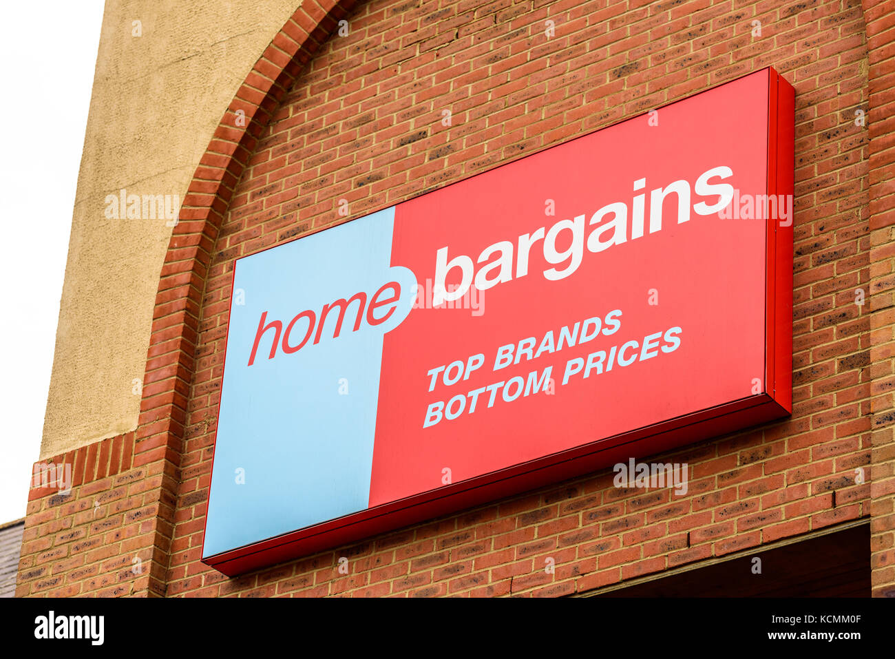 Northampton UK October 5, 2017 Home Bargains logo sign in Northampton