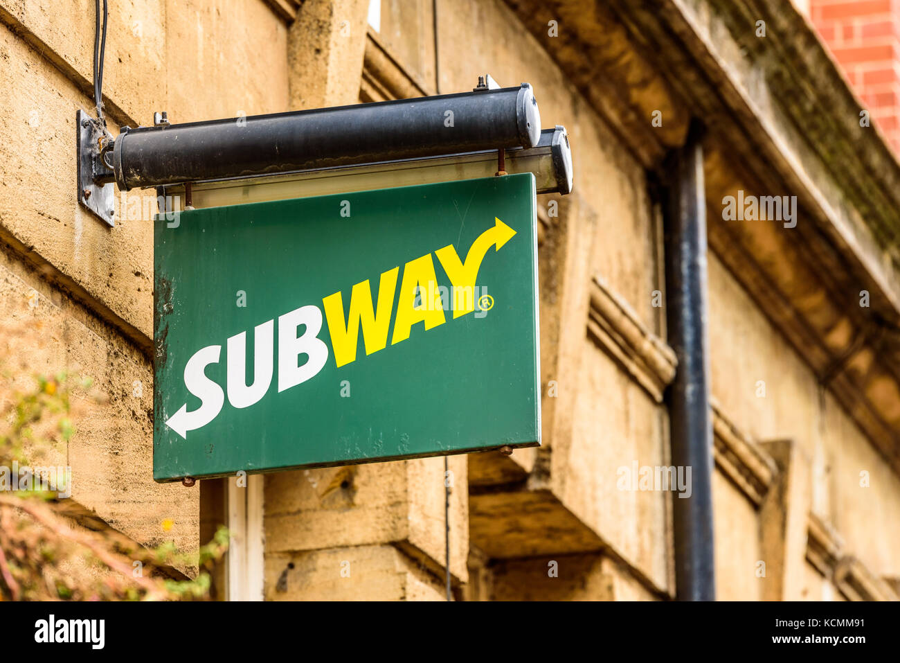 Northampton UK October 5, 2017: Subway logo sign in Northampton town centre. Stock Photo