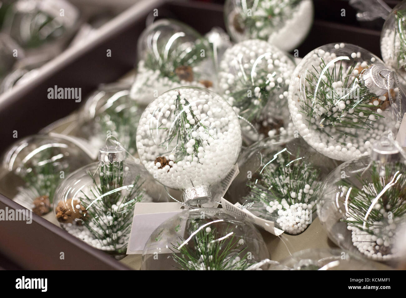 Christmas Tree Decorations Made Of Glass With Fir And Artificial