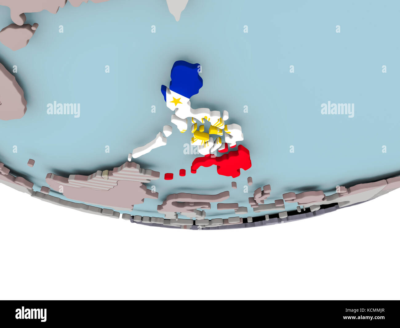 3D illustration of Philippines with embedded flag on political globe ...