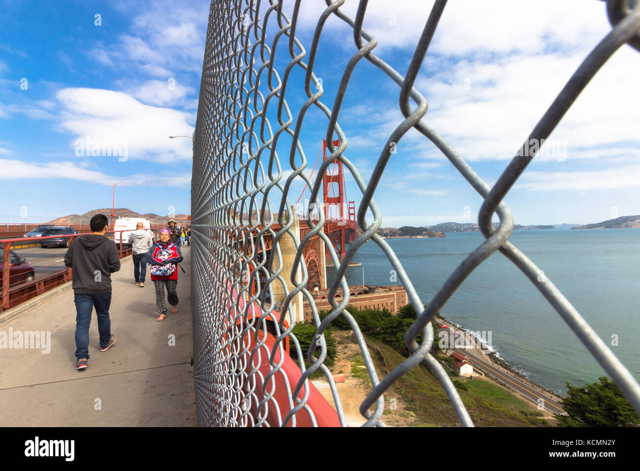 San Francisco, California, USA September 15th, 2017 Wire fence on
