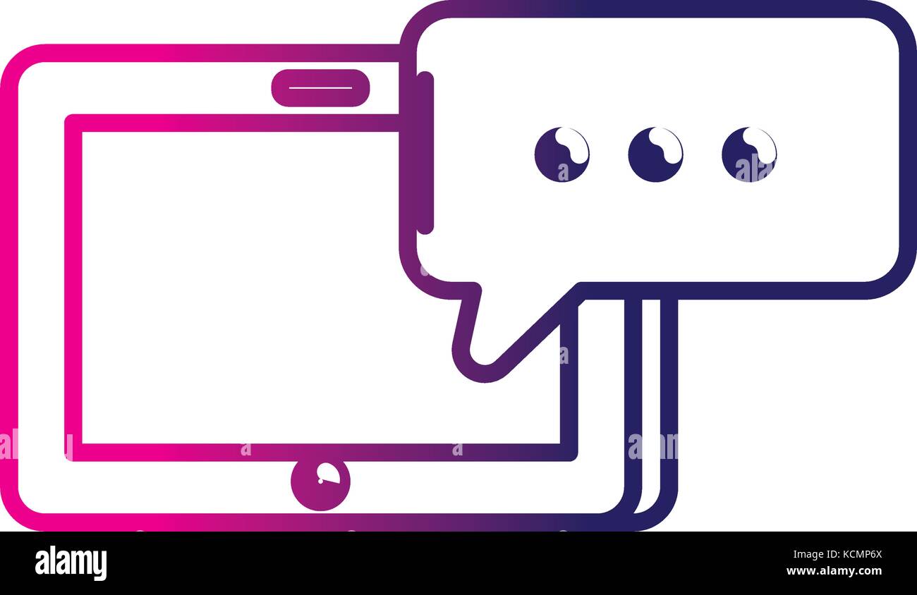 line tablet technology with chat bubble Stock Vector Image & Art - Alamy