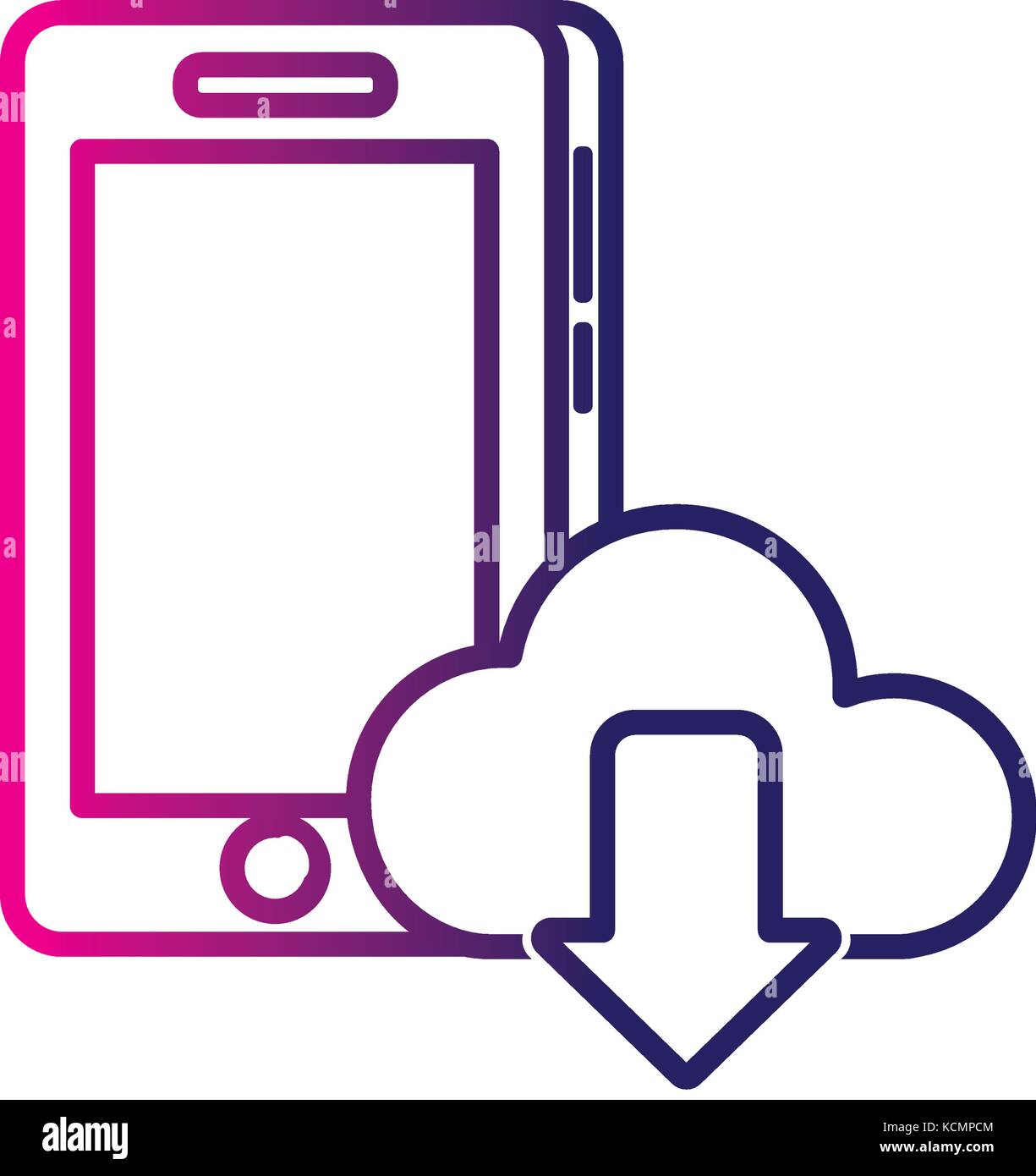 line smartphone technology with cloud data icon Stock Vector Image ...
