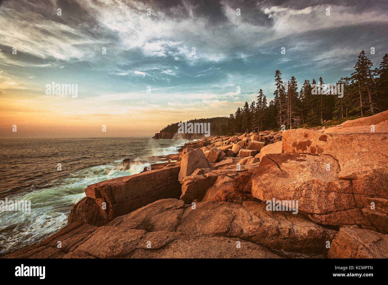 Sunrise on Mount Desert Isle in Maine Stock Photo Alamy