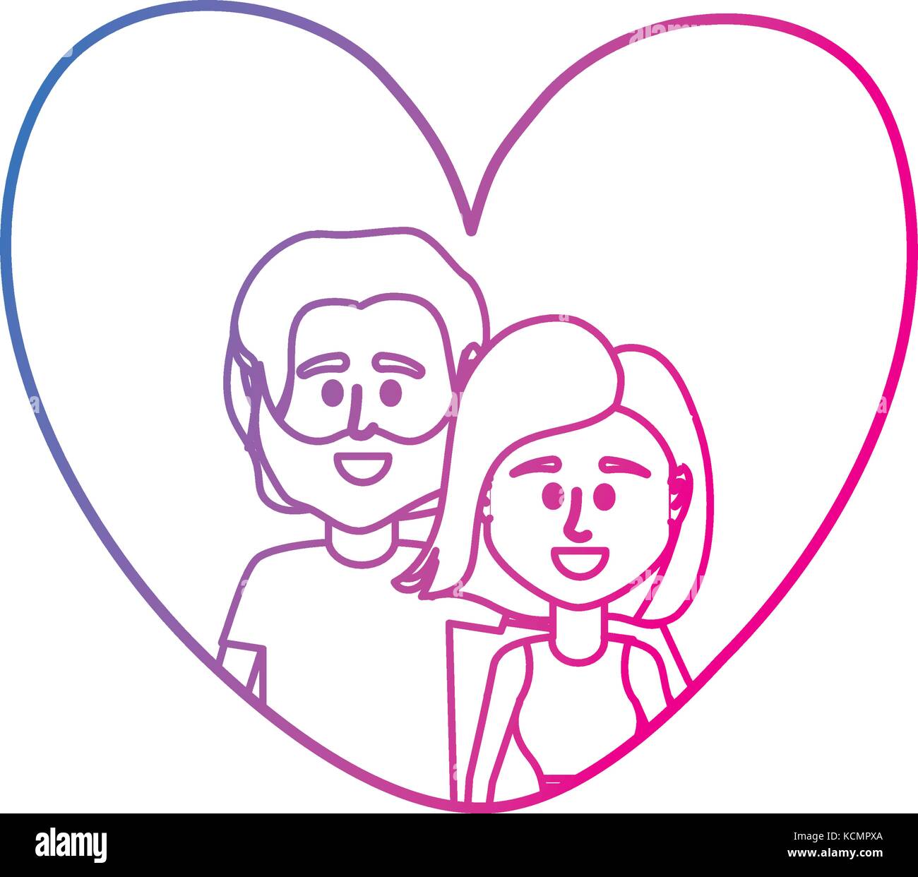 line couple together inside heart design Stock Vector Image & Art - Alamy