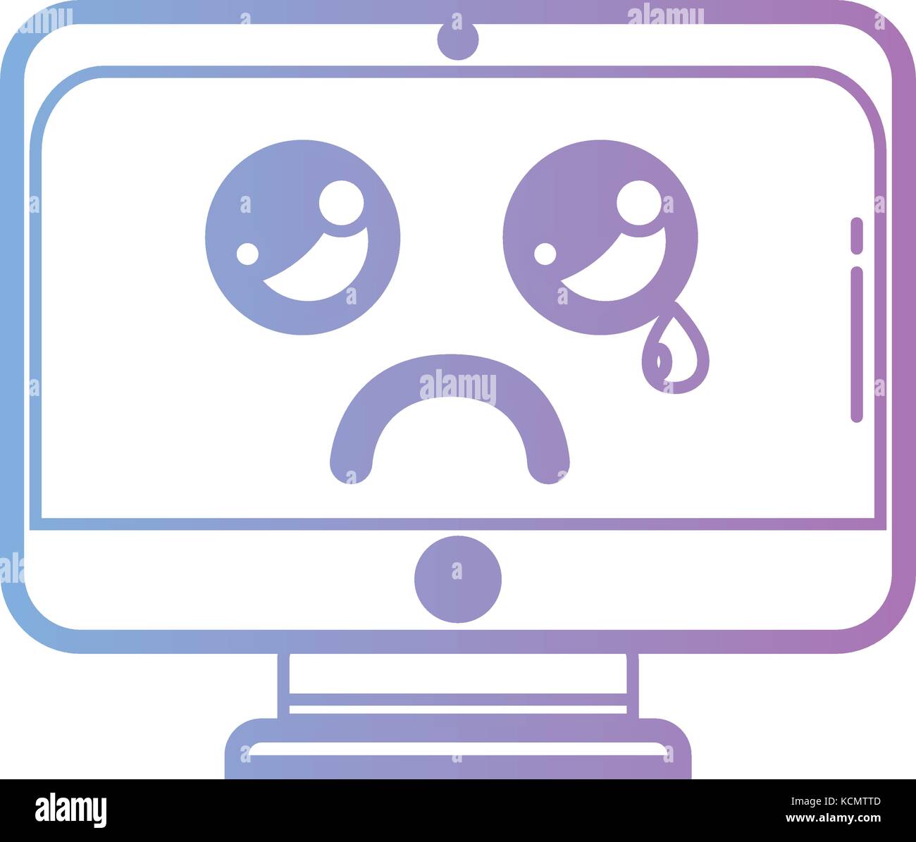 line kawaii cute crying screen monitor Stock Vector Image & Art - Alamy