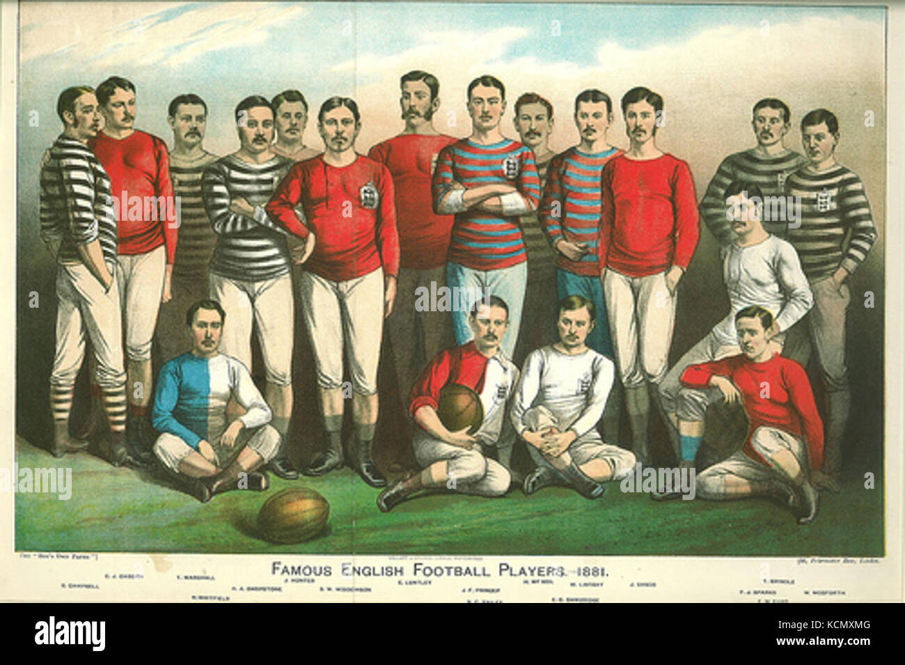 Famous English Rugby Football Players 1881 Stock Photo