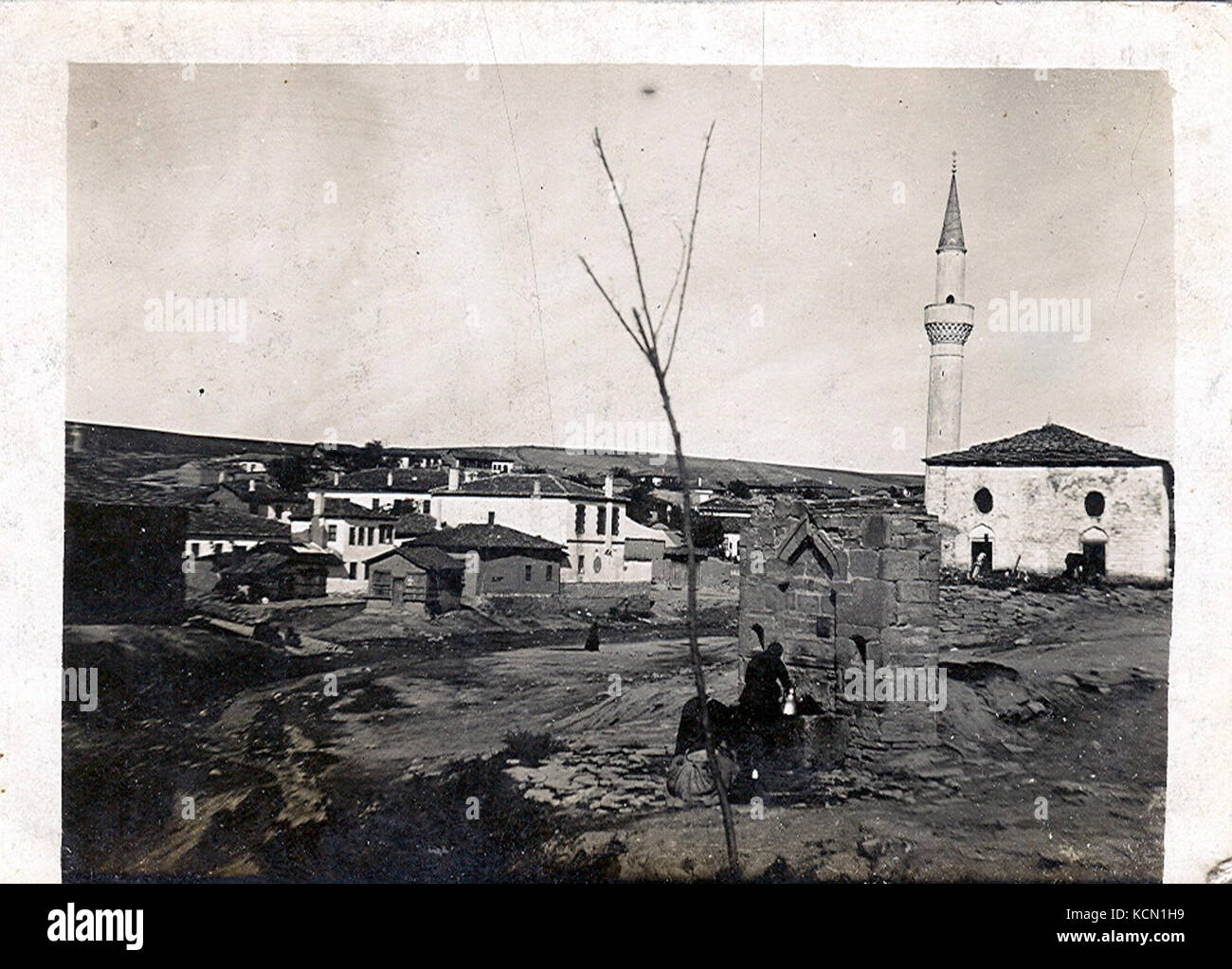 English Rural Mosque A depiction of a village with a mosque, showcasing the architecture and ...