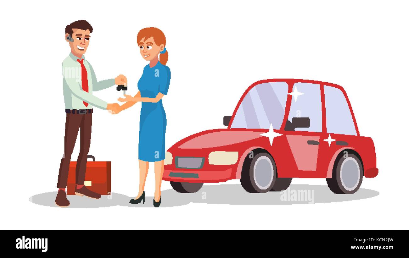 Car Dealer Salesperson Vector. Choosing New Machine Concept. Seller Man