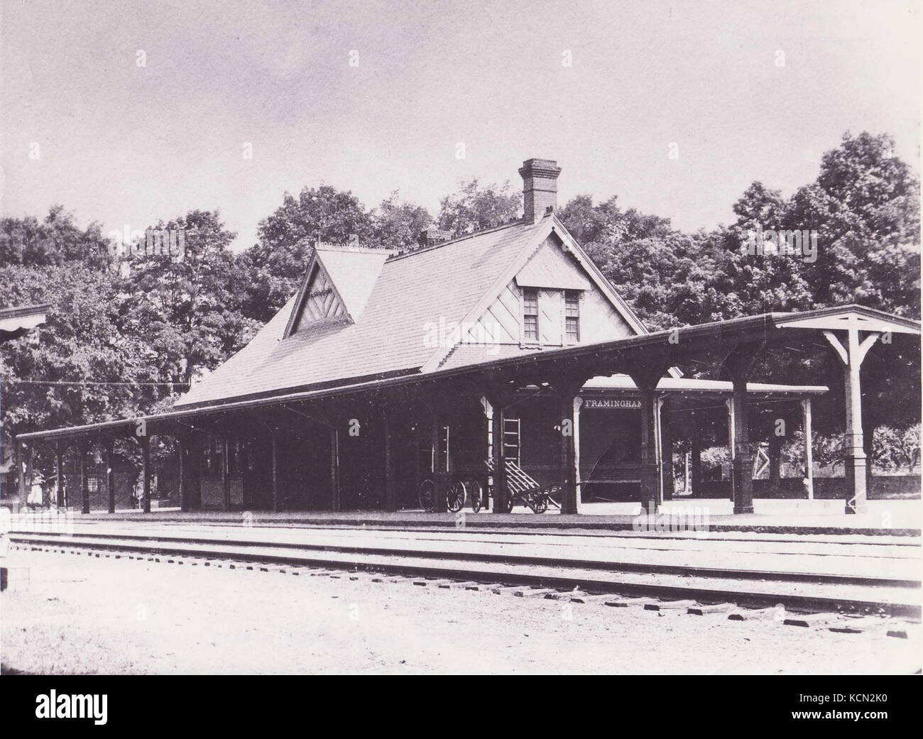 Framingham Centre station early photo Stock Photo Alamy
