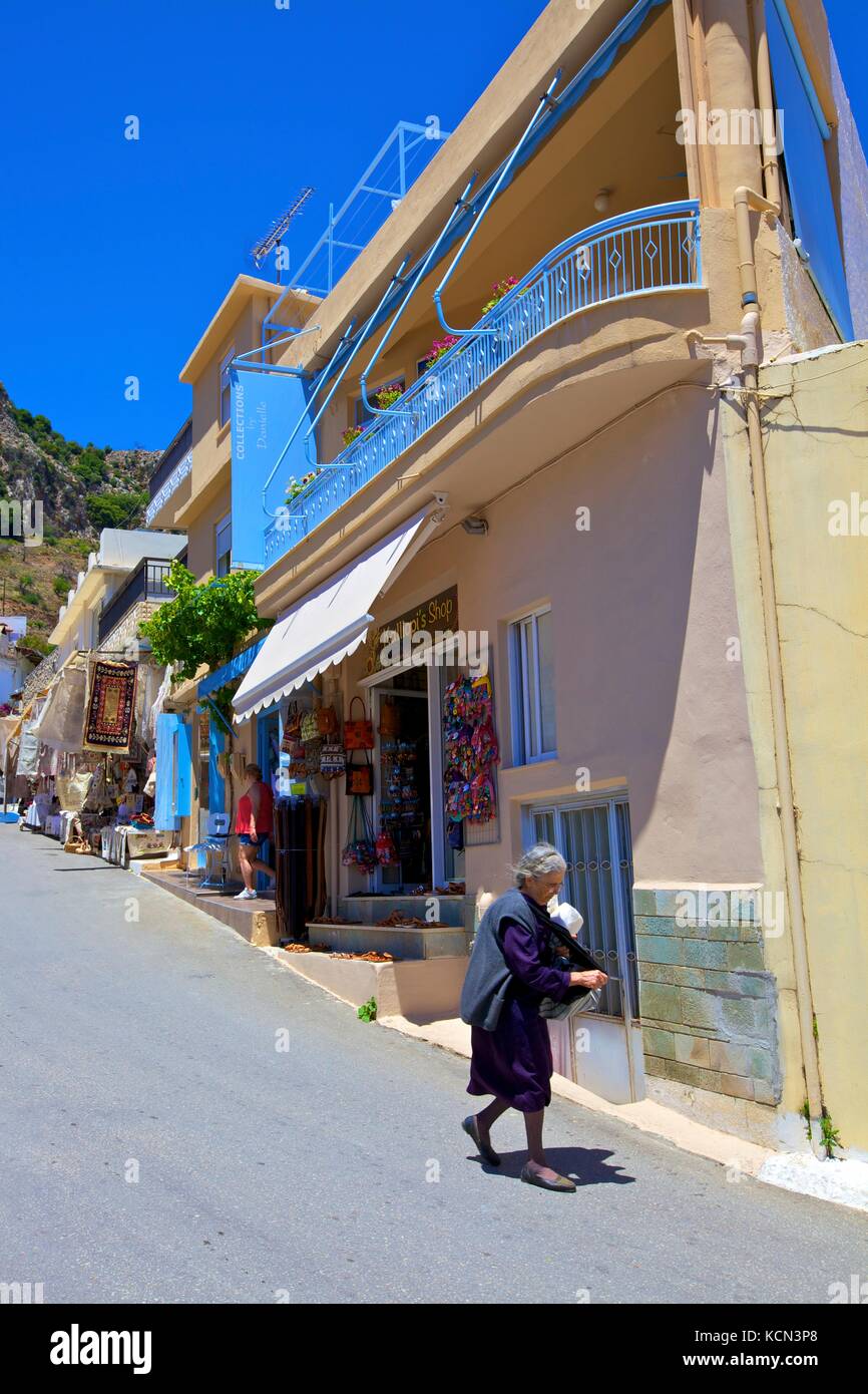 Shopping In Kritsa, Crete, Greek Islands, Greece, Europe Stock Photo